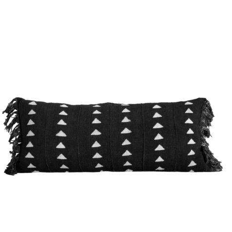 BLACK MUDCLOTH LUMBAR CUSHION COVER