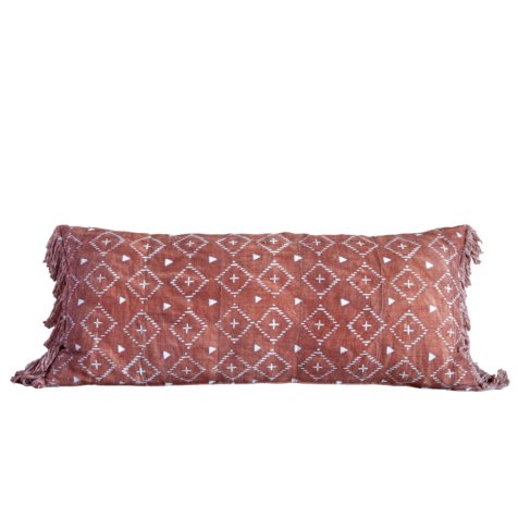 RUST MUDCLOTH LUMBAR CUSHION COVER