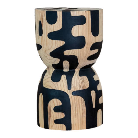 HAND PAINTED KOBA HOURGLASS PINE STOOL