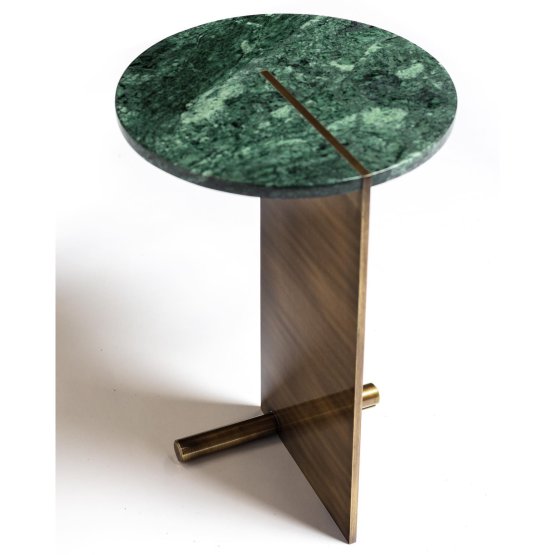 MARBLE TOP BRASS LEG SIDE TABLE