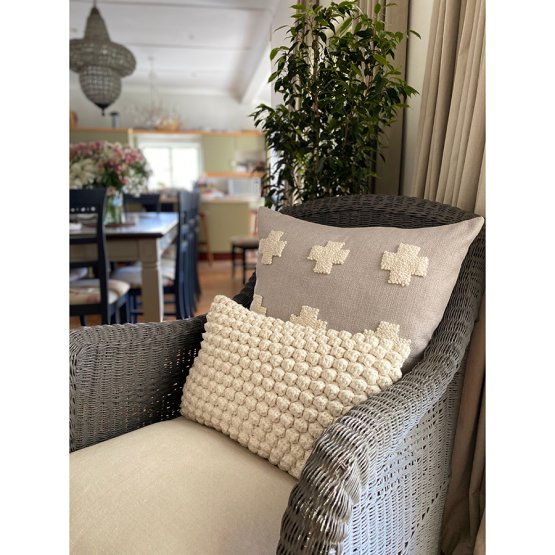 NATURAL PUNCH NEEDLE CROSSES CUSHION COVER