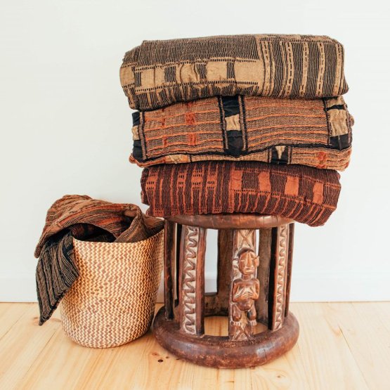 GOLD AND COPPER METALLIC BONGOLAN COTTON LINEN THROW