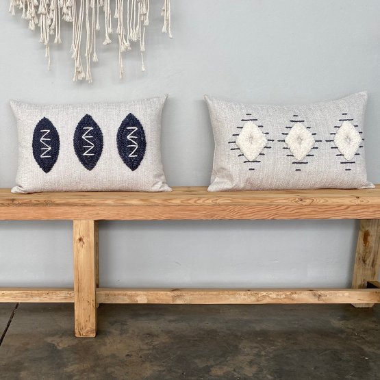 PUNCH NEEDLE RECTANGULAR ZULU PATTERN CUSHION COVER THREE