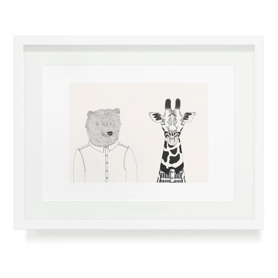 BEAR AND GIRAFFE A3 ART PRINT
