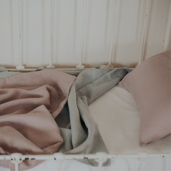 NUDE LINEN FITTED COT SHEET
