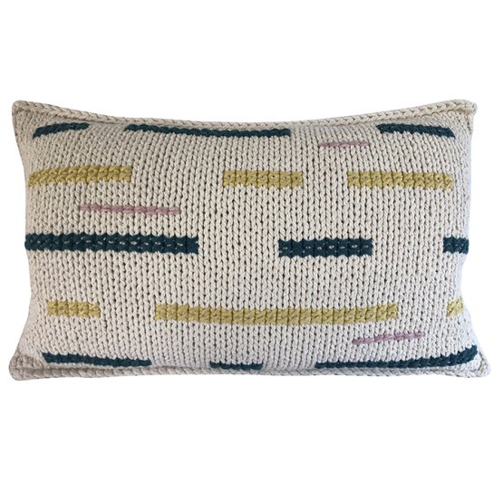 HORIZONTAL LINES COTTON TWINE CUSHION COVER