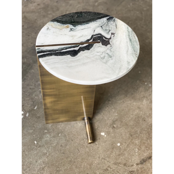 MARBLE TOP BRASS LEG SIDE TABLE