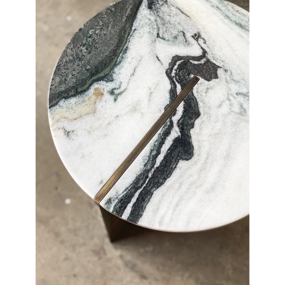 MARBLE TOP BRASS LEG SIDE TABLE