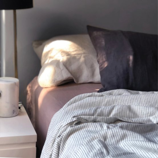 NUDE LINEN FITTED COT SHEET