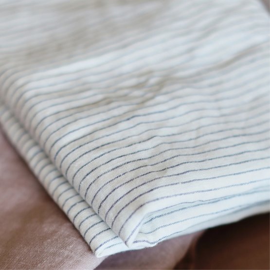 NAVY PINSTRIPE LINEN DUVET COVER