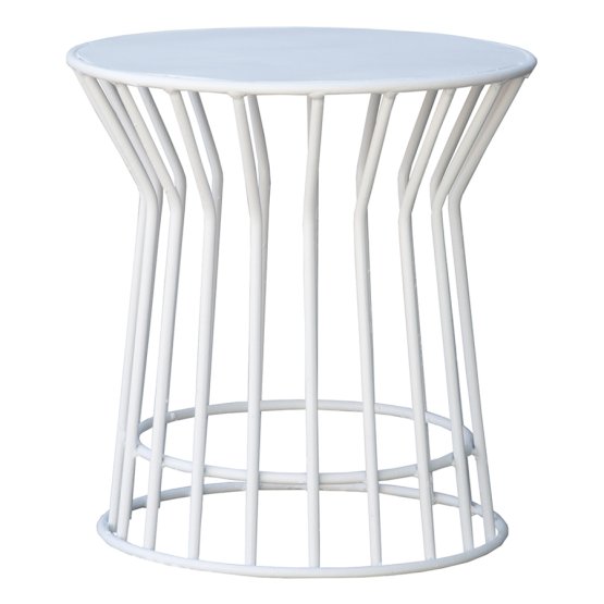 WHITE OUTDOOR CAGE DESIGN SIDE TABLE