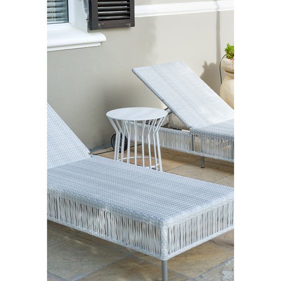 WHITE OUTDOOR CAGE DESIGN SIDE TABLE