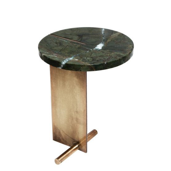 MARBLE TOP BRASS LEG SIDE TABLE