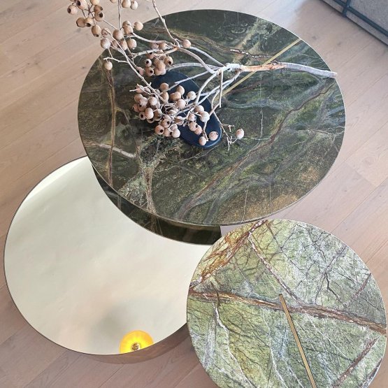 GREEN MARBLE TOP COFFEE TABLE