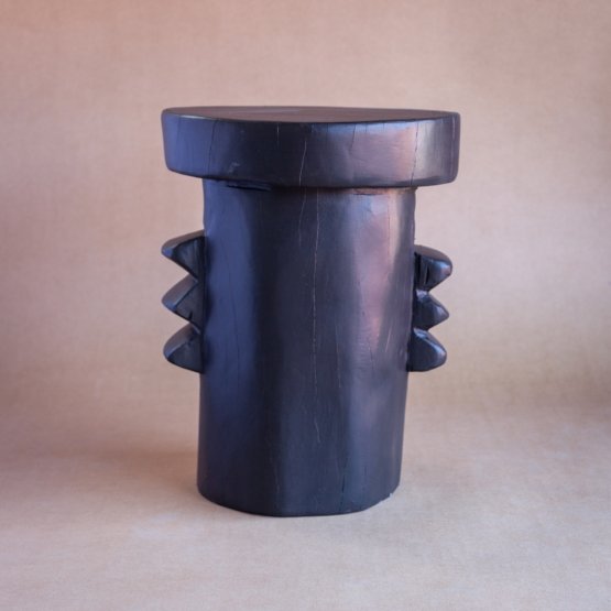 TRIBAL BLUE GUM SIDE TABLE WITH JAGGED EDGE