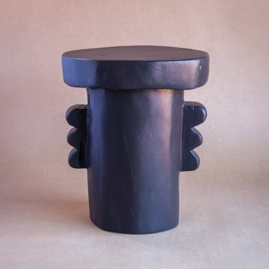 TRIBAL BLUE GUM SIDE TABLE WITH ROUNDED EDGE